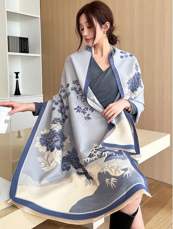 Floral Design Blanket Scarf